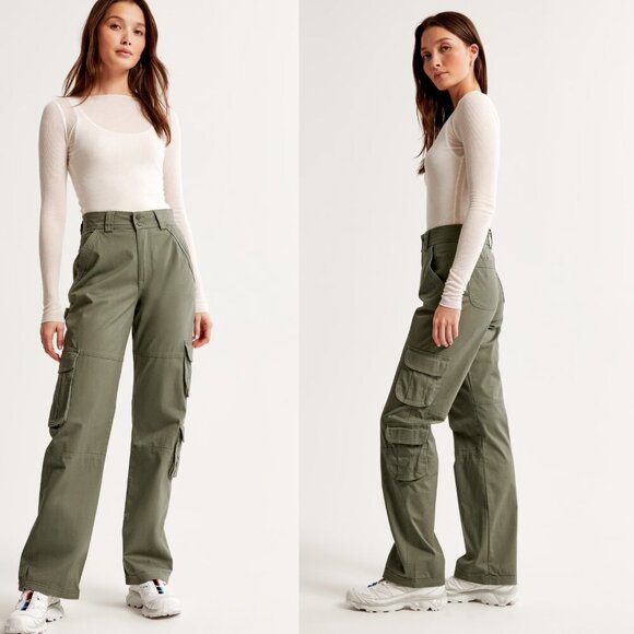 Abercrombie & Fitch Green Relaxed Carpenter Cargo Pants 37248 - Picture 2 of 13